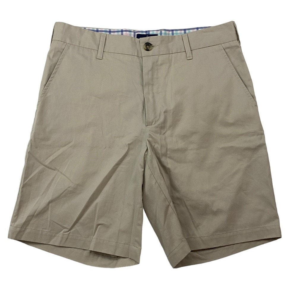 Collared Greens Beige Chino Shorts Flat Front 100% Organic Cotton USA Size 30